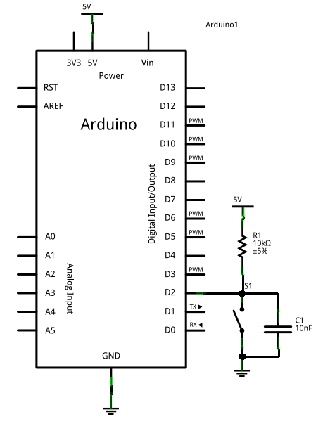 un bouton resistance pullup schema